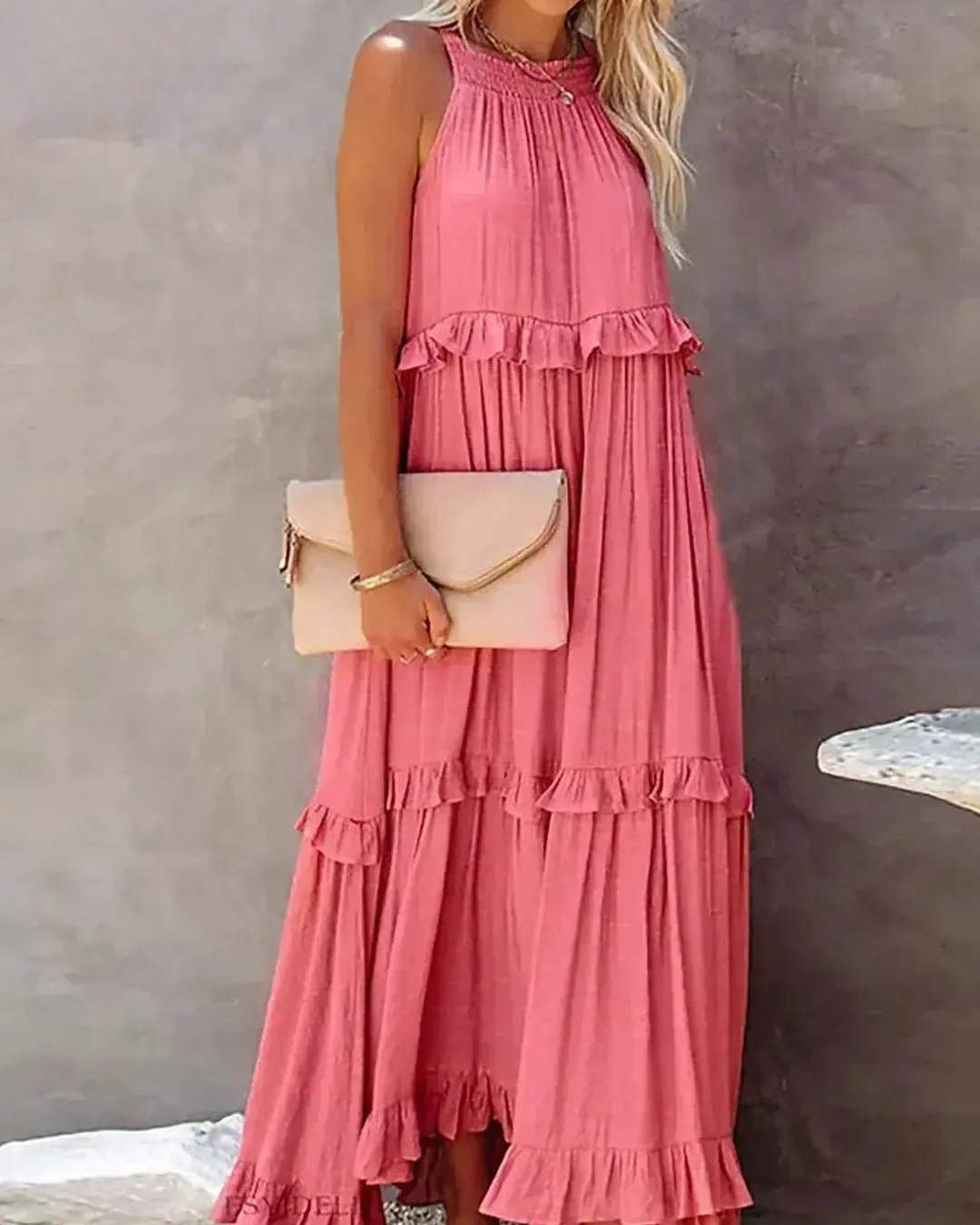 Lorena - Halterneck Dress With Ruffles and Pockets