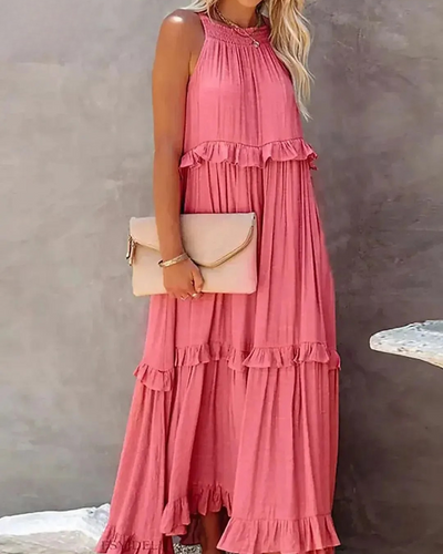 Lorena - Halterneck Dress With Ruffles and Pockets