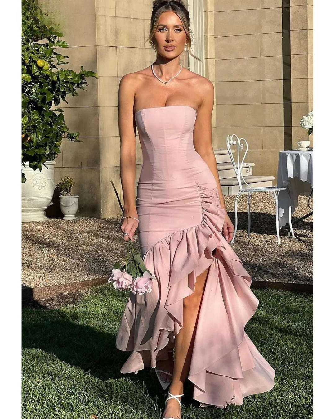 Riviera | Sleeveless Slit Ruffle Maxi Dress