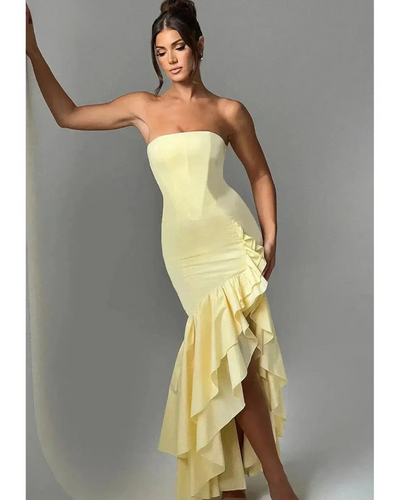 Riviera | Sleeveless Slit Ruffle Maxi Dress