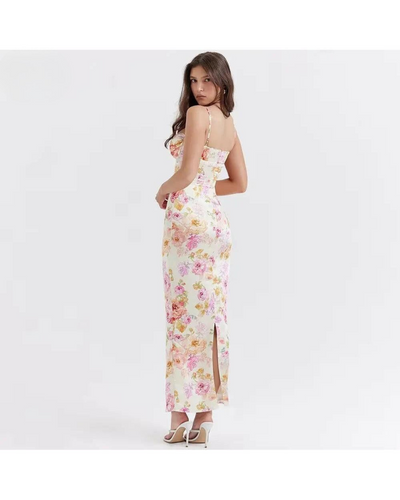 Lucy | Floral Satin Maxi Dress