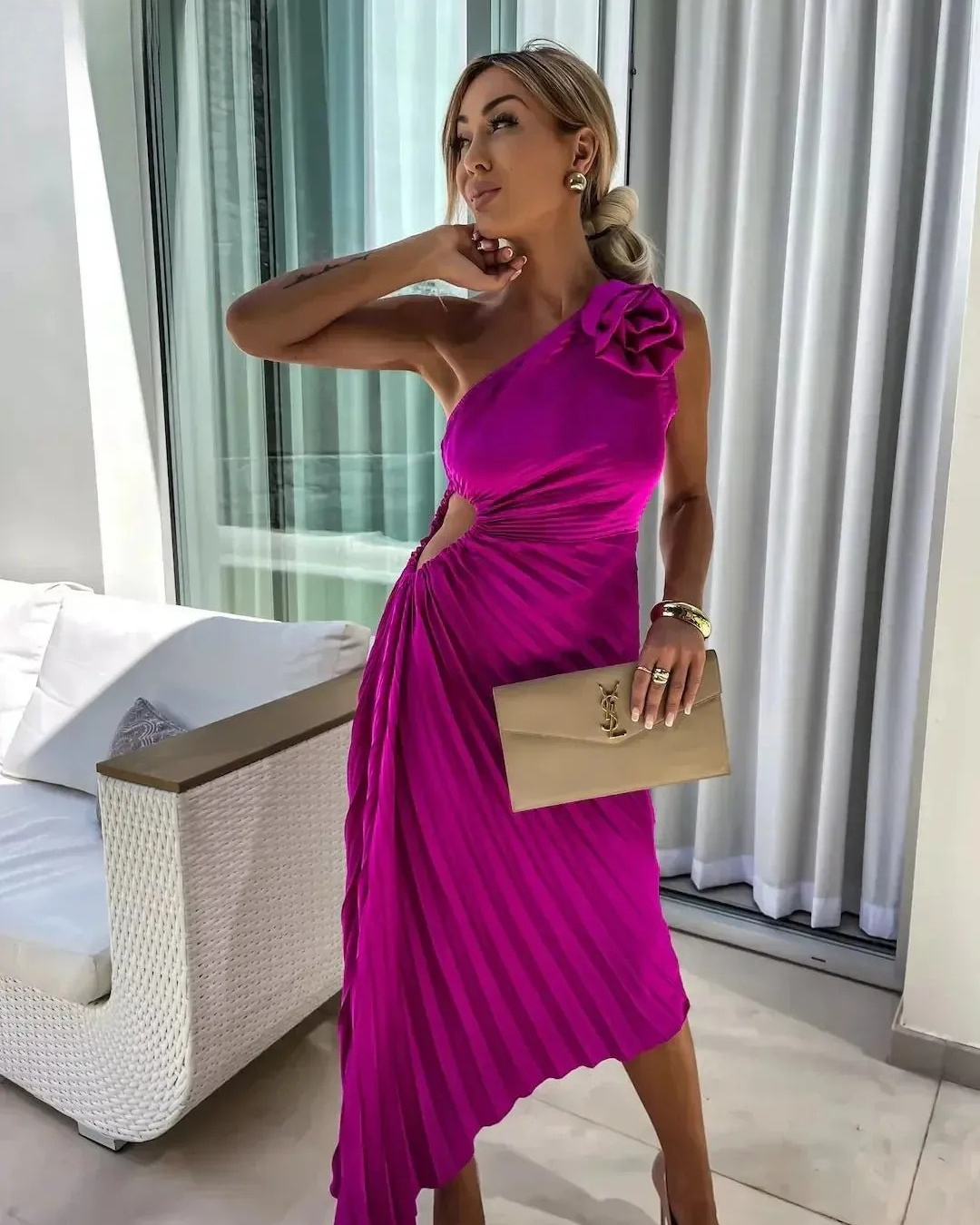 Dariella | Romantic Flower One Shoulder Dress