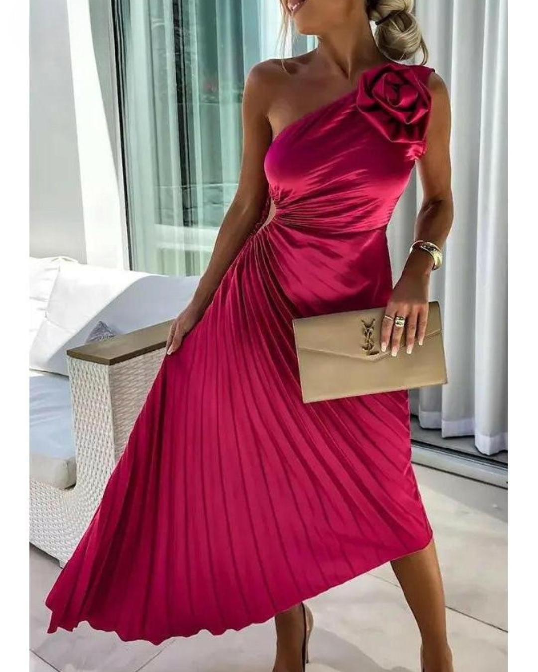 Dariella | Romantic Flower One Shoulder Dress