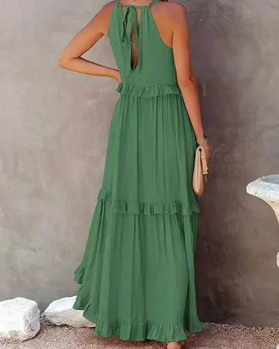 Lorena - Halterneck Dress With Ruffles and Pockets