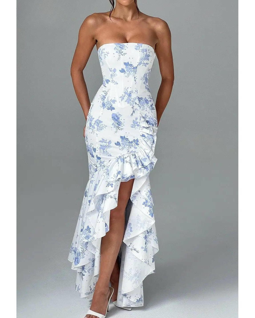 Riviera | Sleeveless Slit Ruffle Maxi Dress