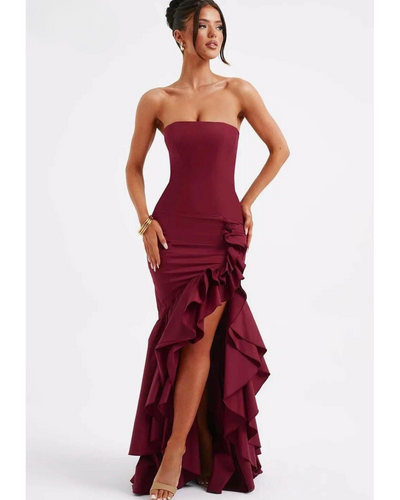 Riviera | Sleeveless Slit Ruffle Maxi Dress