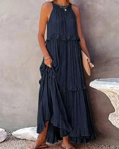 Lorena - Halterneck Dress With Ruffles and Pockets