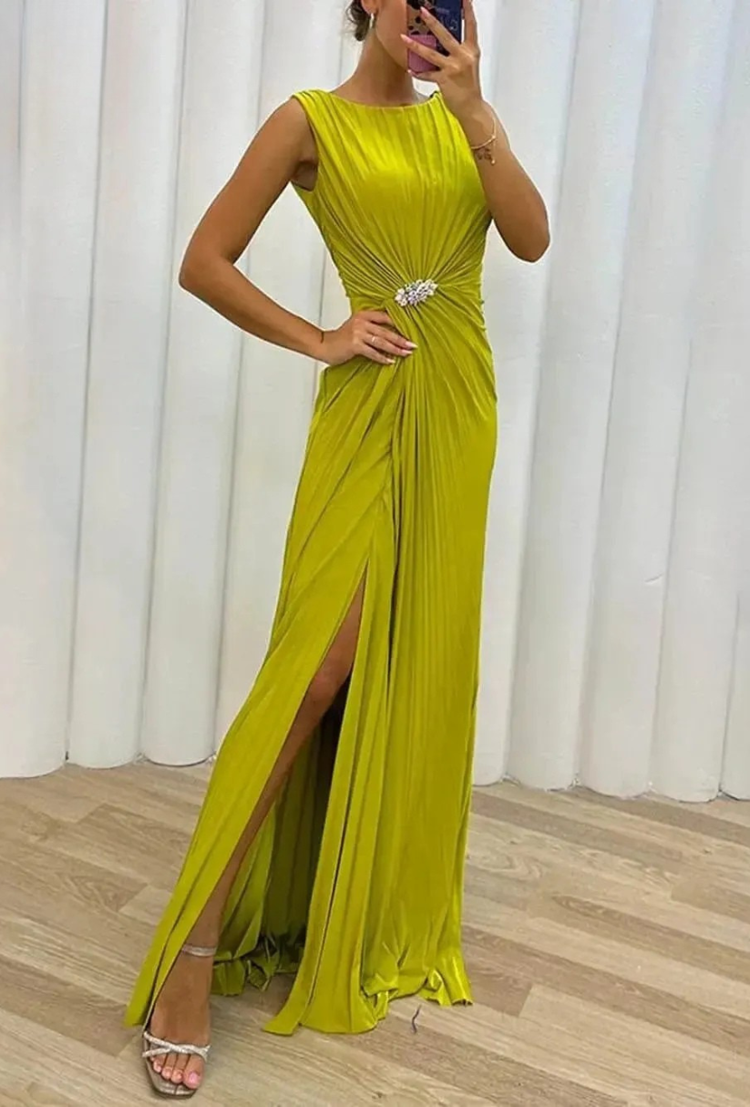 Davina - Pleated Maxi Evening Dress