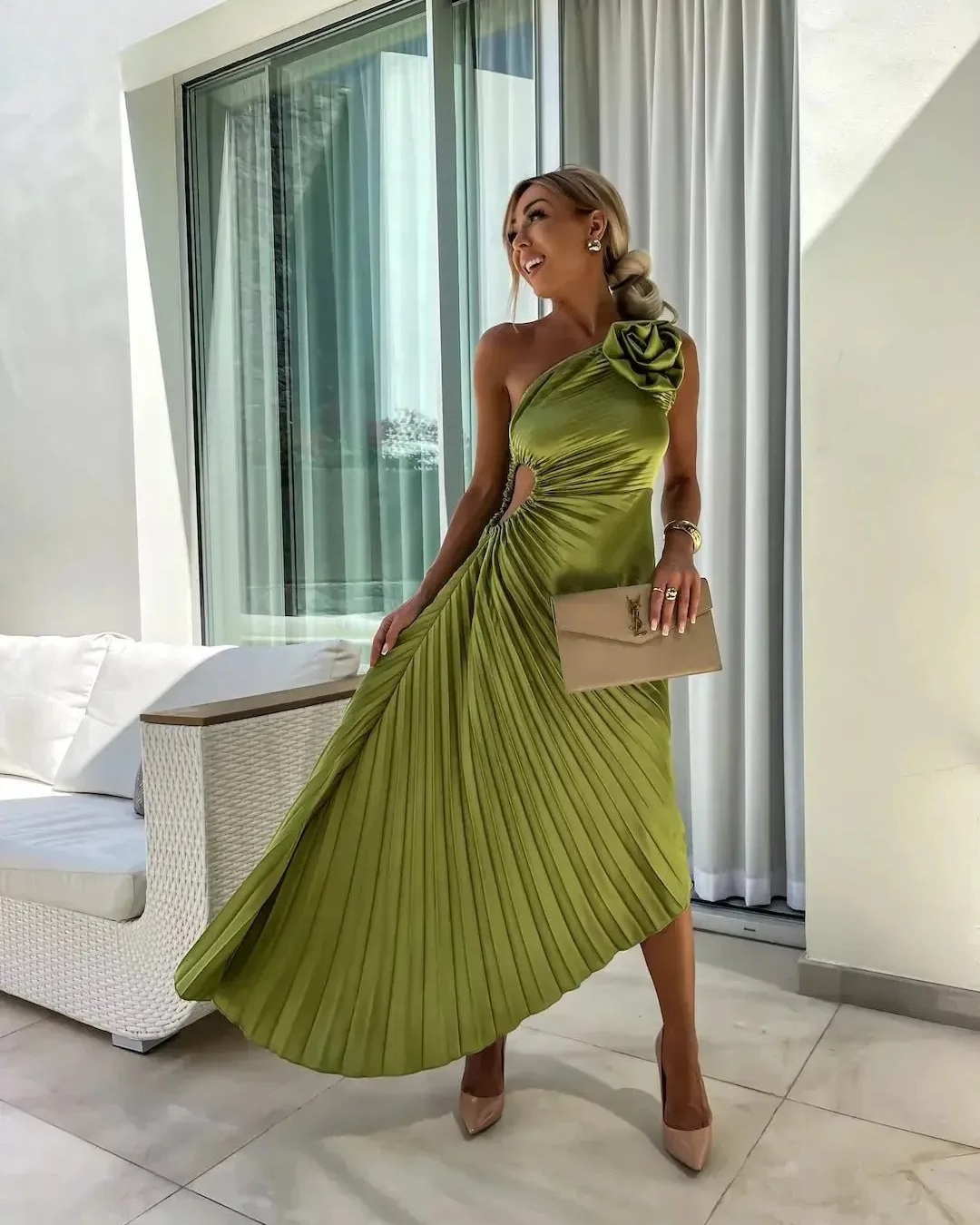 Dariella | Romantic Flower One Shoulder Dress