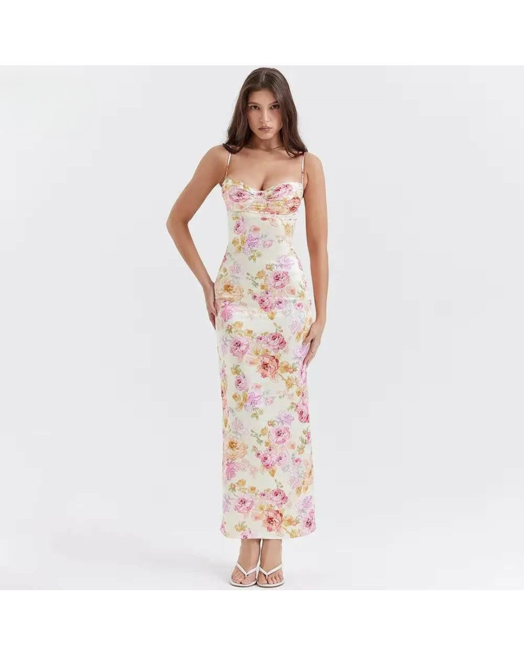 Lucy | Floral Satin Maxi Dress
