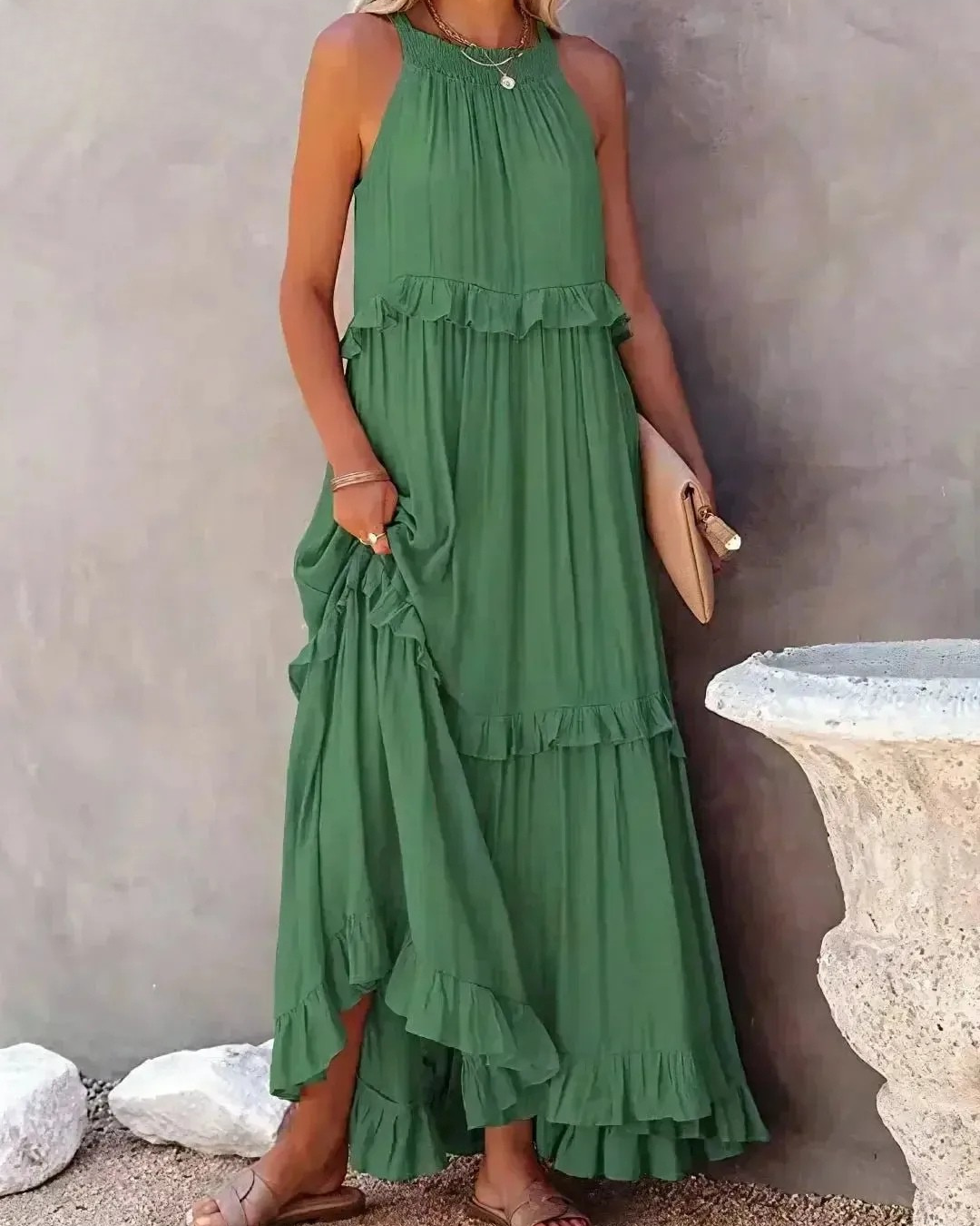 Lorena - Halterneck Dress With Ruffles and Pockets