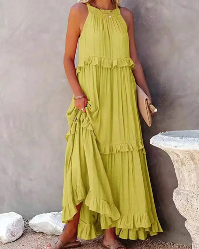 Lorena - Halterneck Dress With Ruffles and Pockets