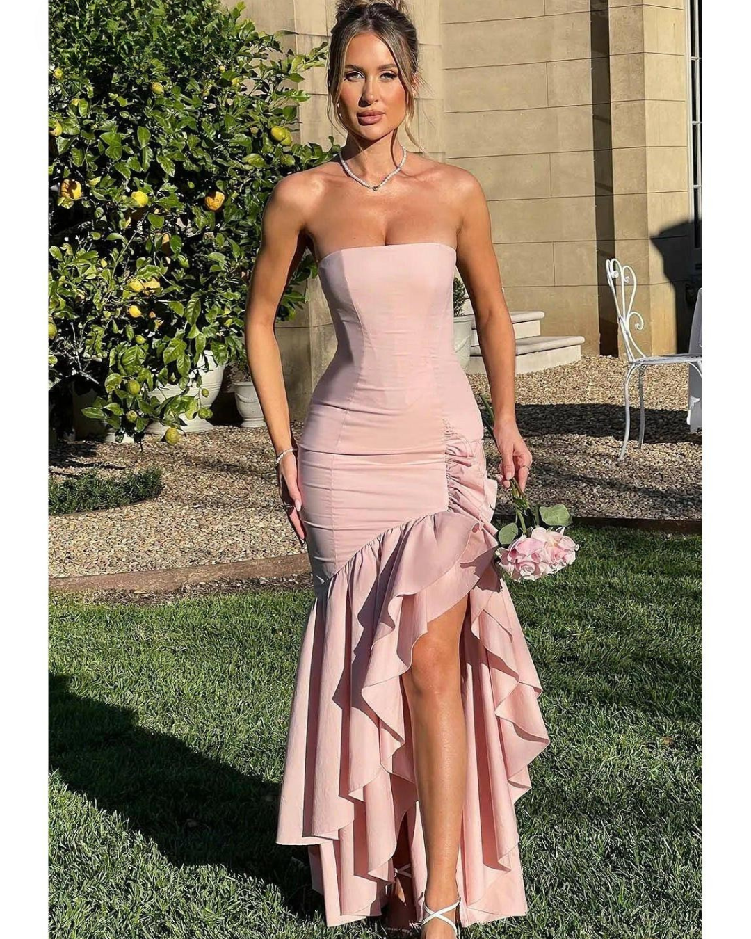 Riviera | Sleeveless Slit Ruffle Maxi Dress