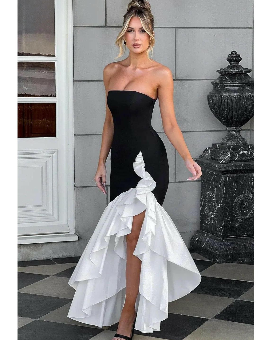 Riviera | Sleeveless Slit Ruffle Maxi Dress