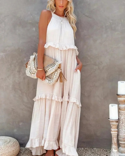 Lorena - Halterneck Dress With Ruffles and Pockets