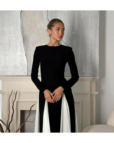 Paisley - Sleek Spliced Crewneck Slim-Fit Dress