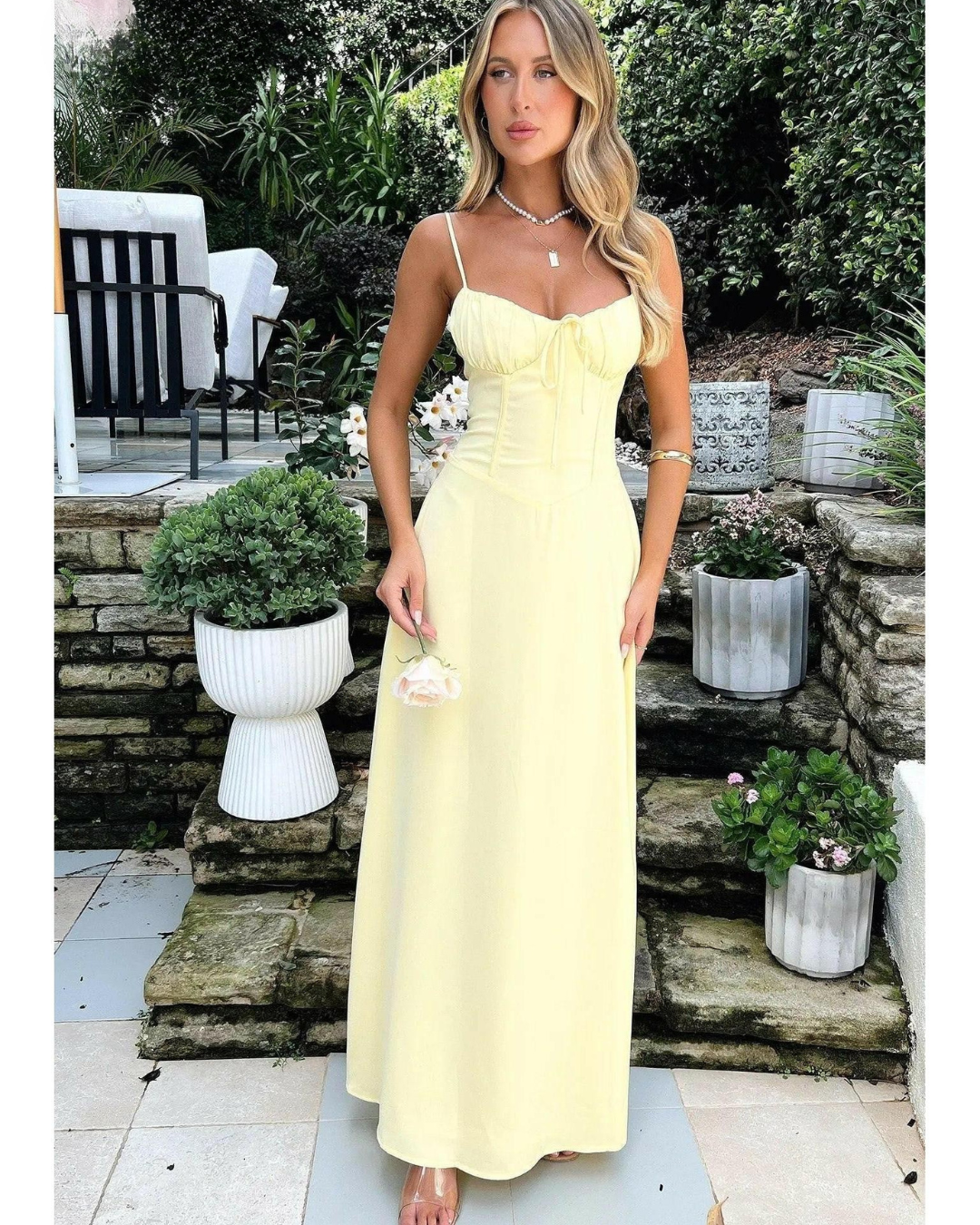 Maelys - Lace-Up Sleeveless Maxi Dress