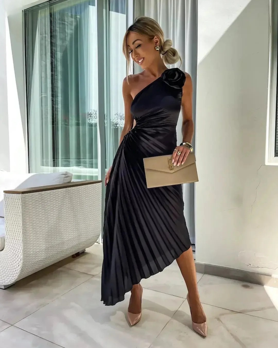 Dariella | Romantic Flower One Shoulder Dress