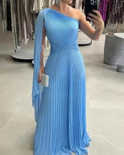 Dalila - Off-Shoulder Pleated Maxi Dress