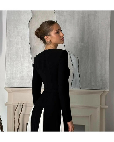 Paisley - Sleek Spliced Crewneck Slim-Fit Dress