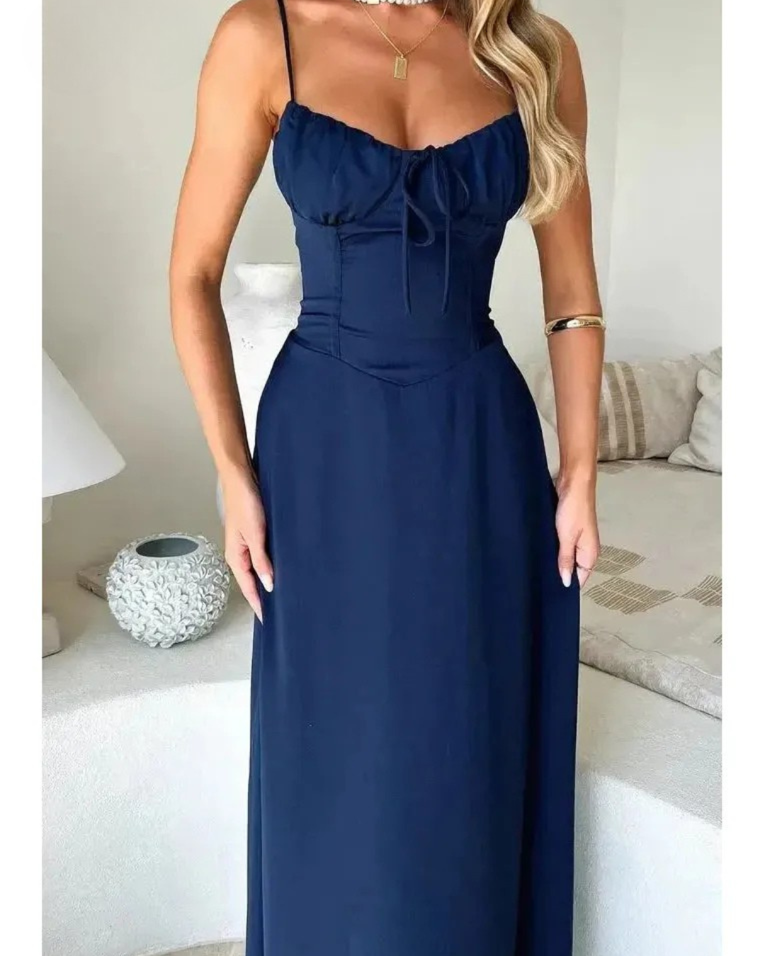 Maelys - Lace-Up Sleeveless Maxi Dress