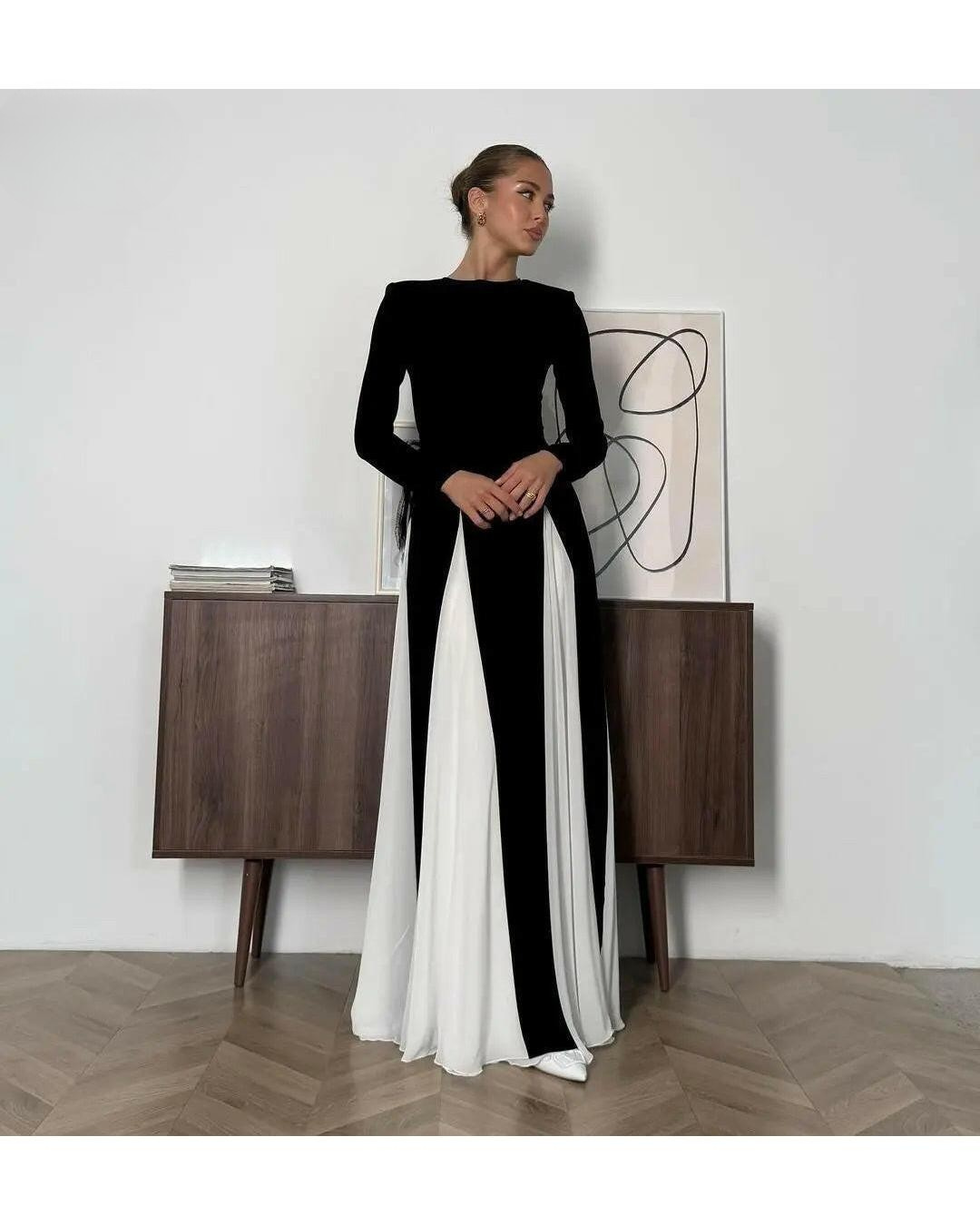 Paisley - Sleek Spliced Crewneck Slim-Fit Dress