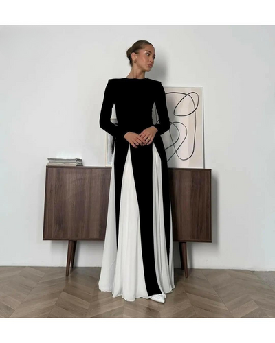 Paisley - Sleek Spliced Crewneck Slim-Fit Dress