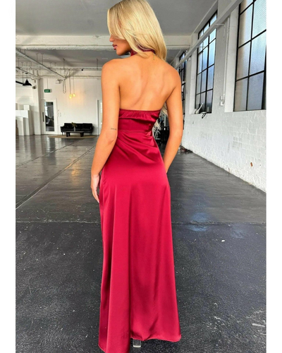 Florencia - Halterneck Sleeveless Slit Maxi Dress