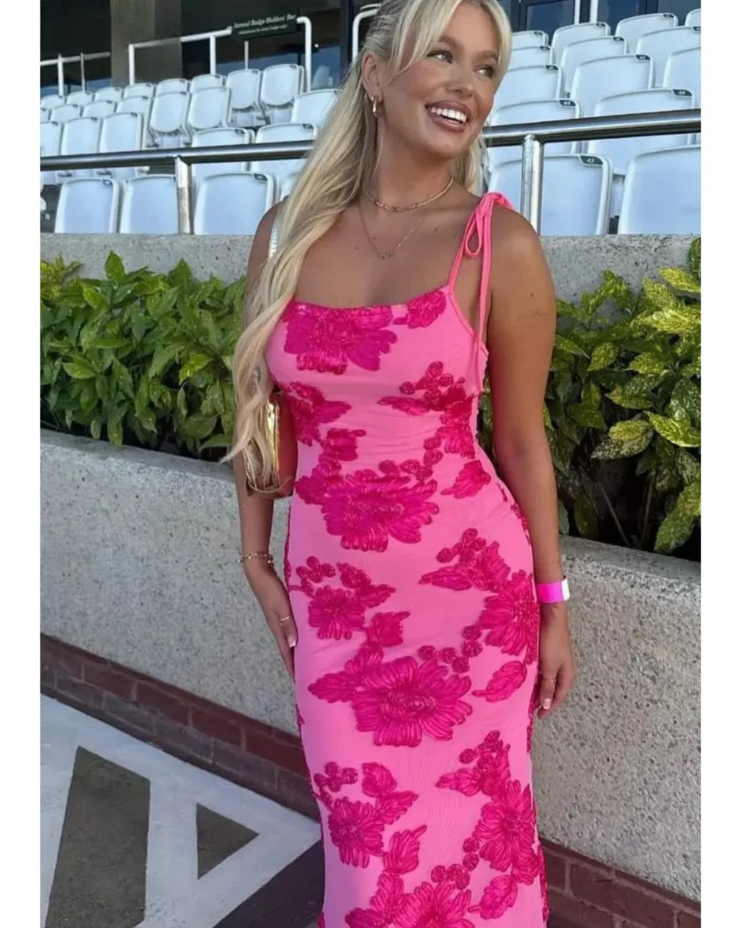 Maritza - Pink Floral Knot-Strap Dress