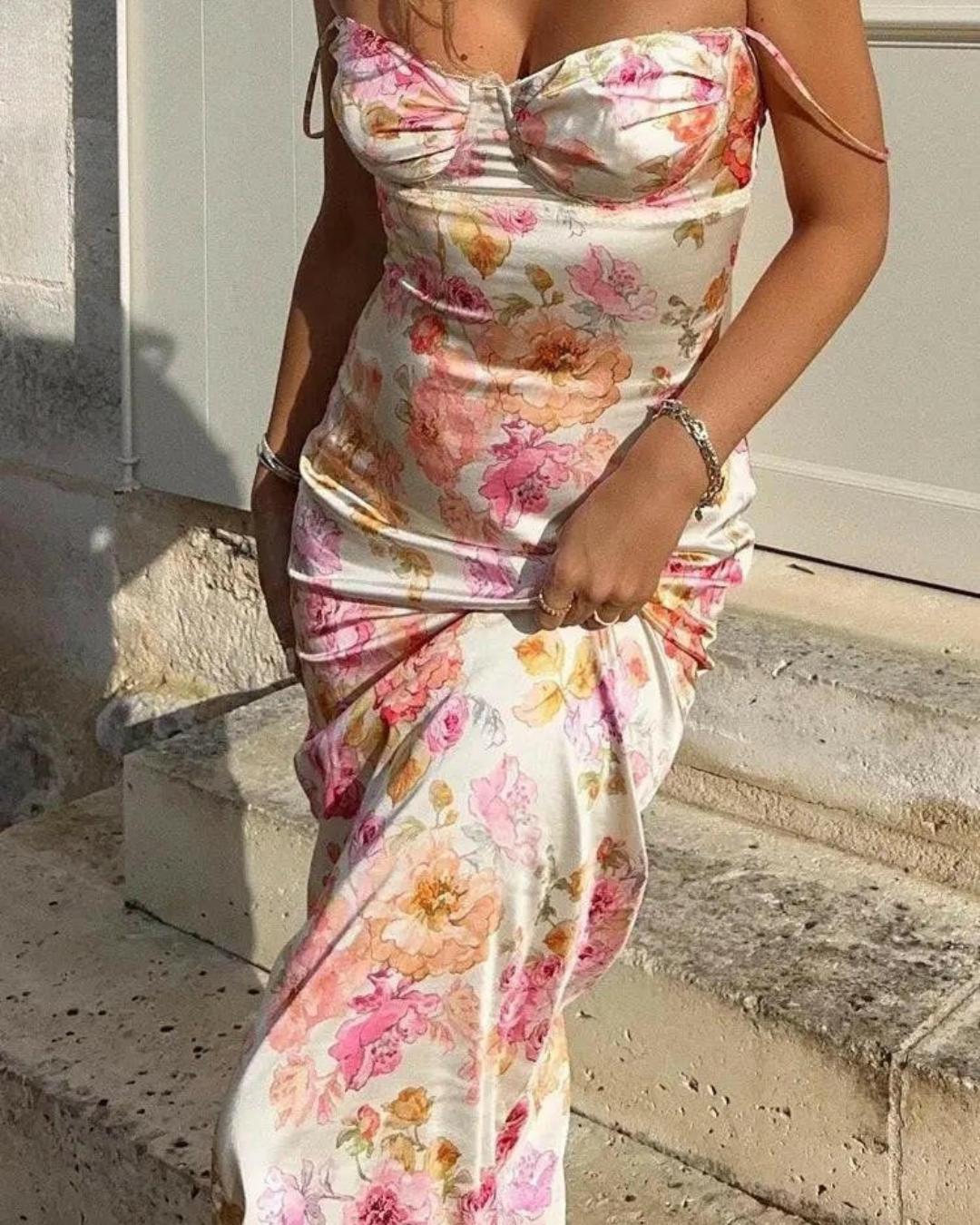 Lucy | Floral Satin Maxi Dress