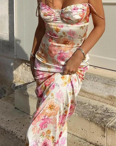 Lucy | Floral Satin Maxi Dress