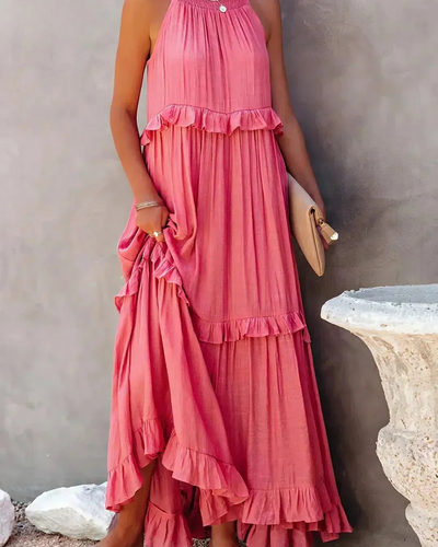 Lorena - Halterneck Dress With Ruffles and Pockets