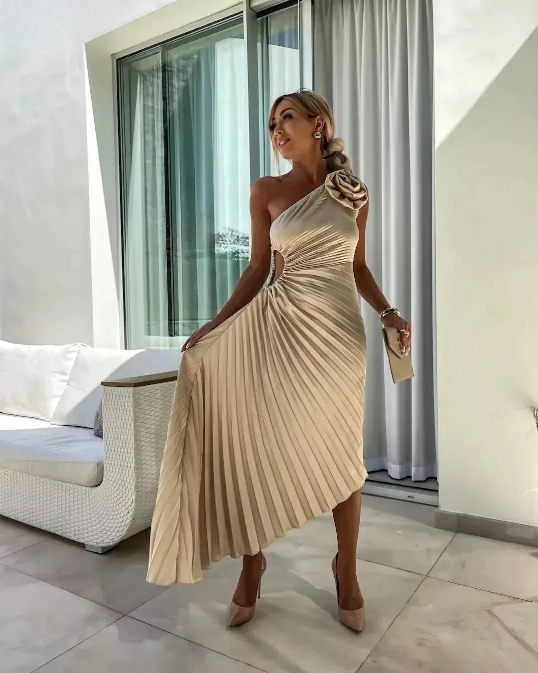 Dariella | Romantic Flower One Shoulder Dress