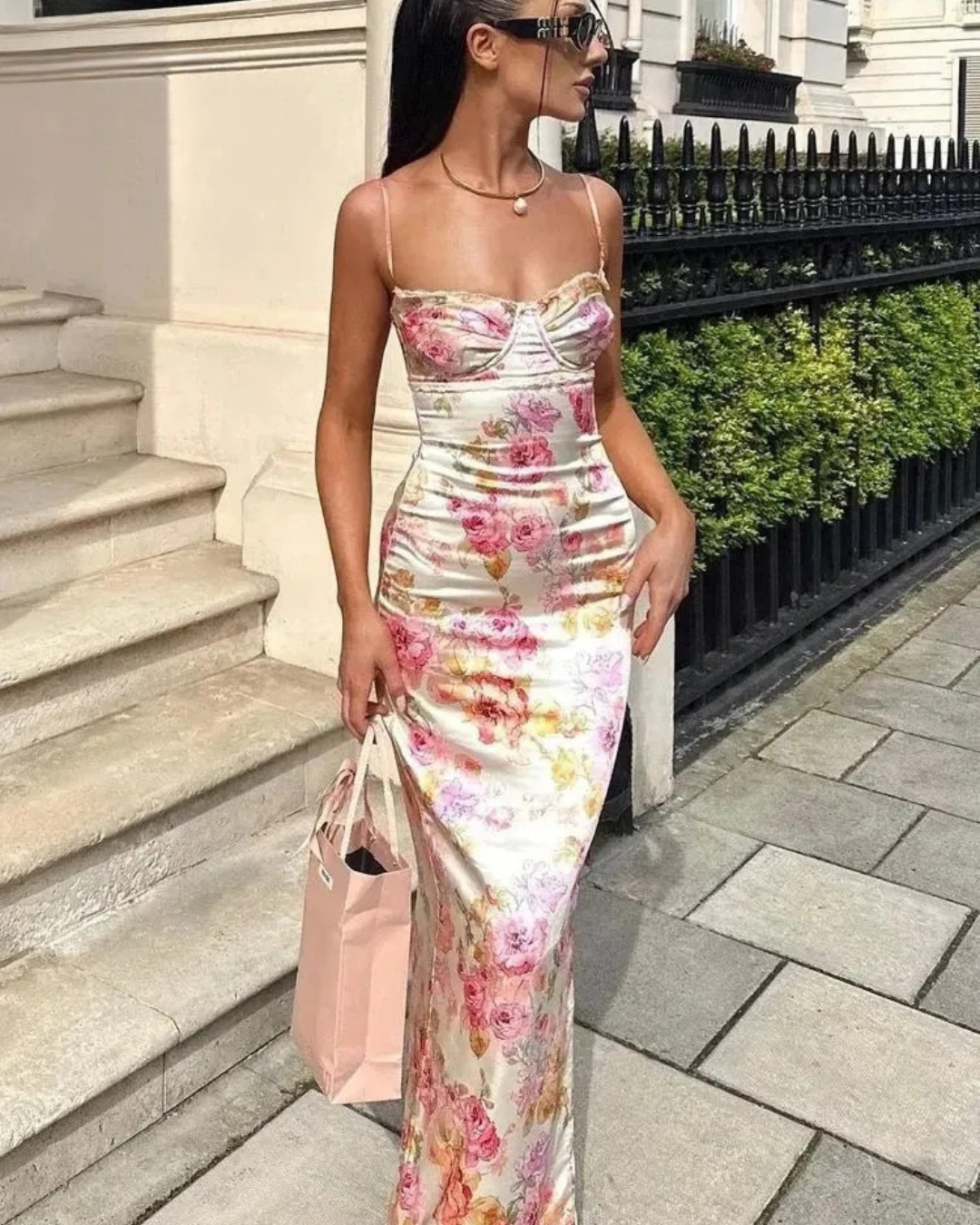 Lucy | Floral Satin Maxi Dress