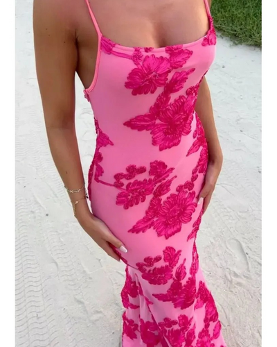 Maritza - Pink Floral Knot-Strap Dress