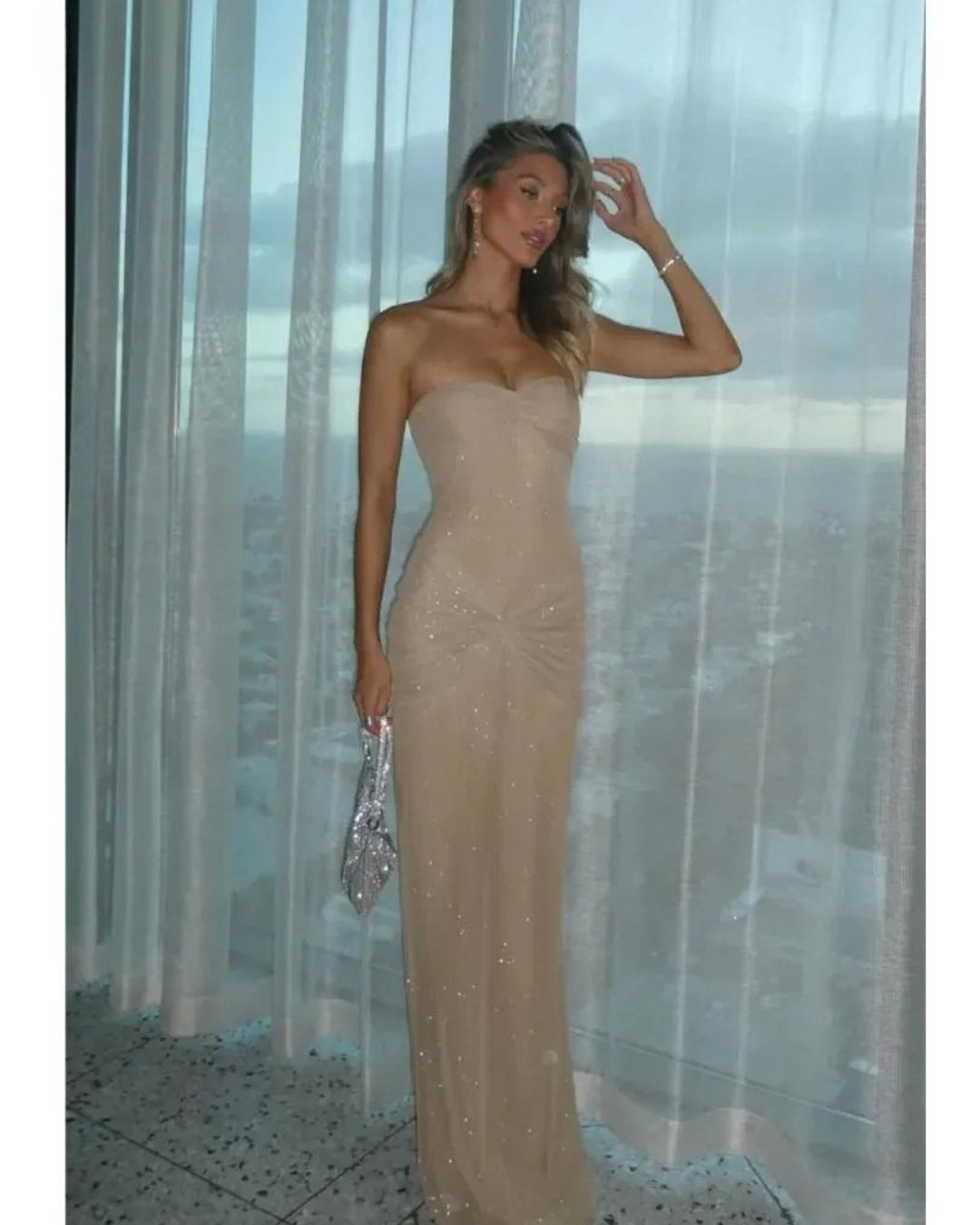 Amalia - Shimmer Fishtail Maxi Dress