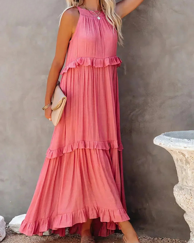 Lorena - Halterneck Dress With Ruffles and Pockets