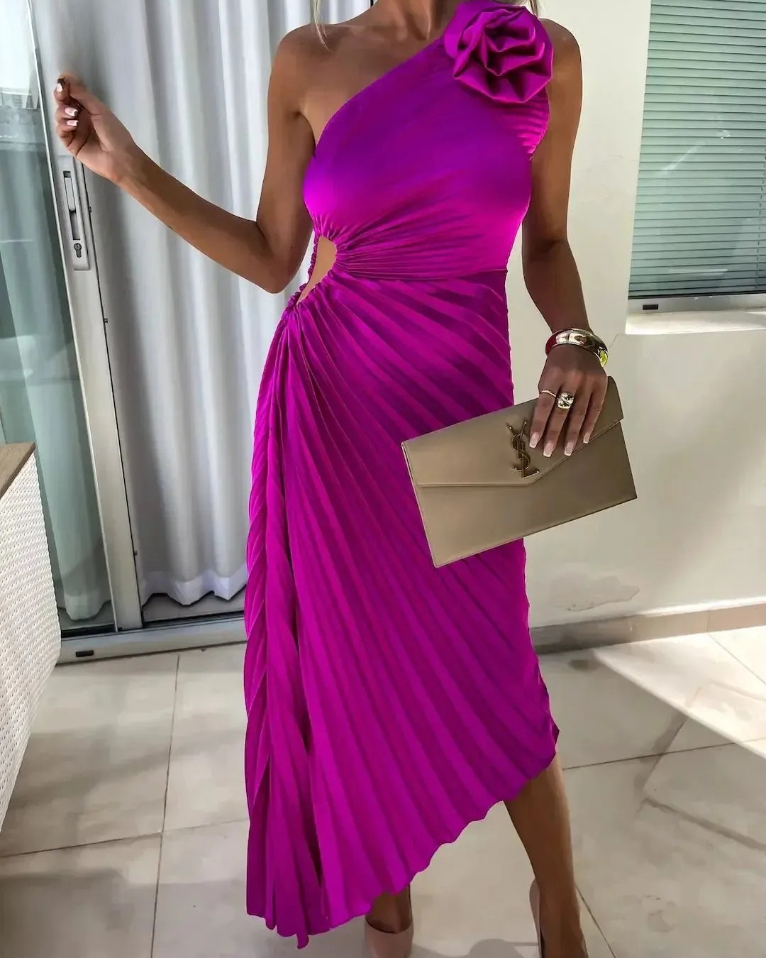 Dariella | Romantic Flower One Shoulder Dress