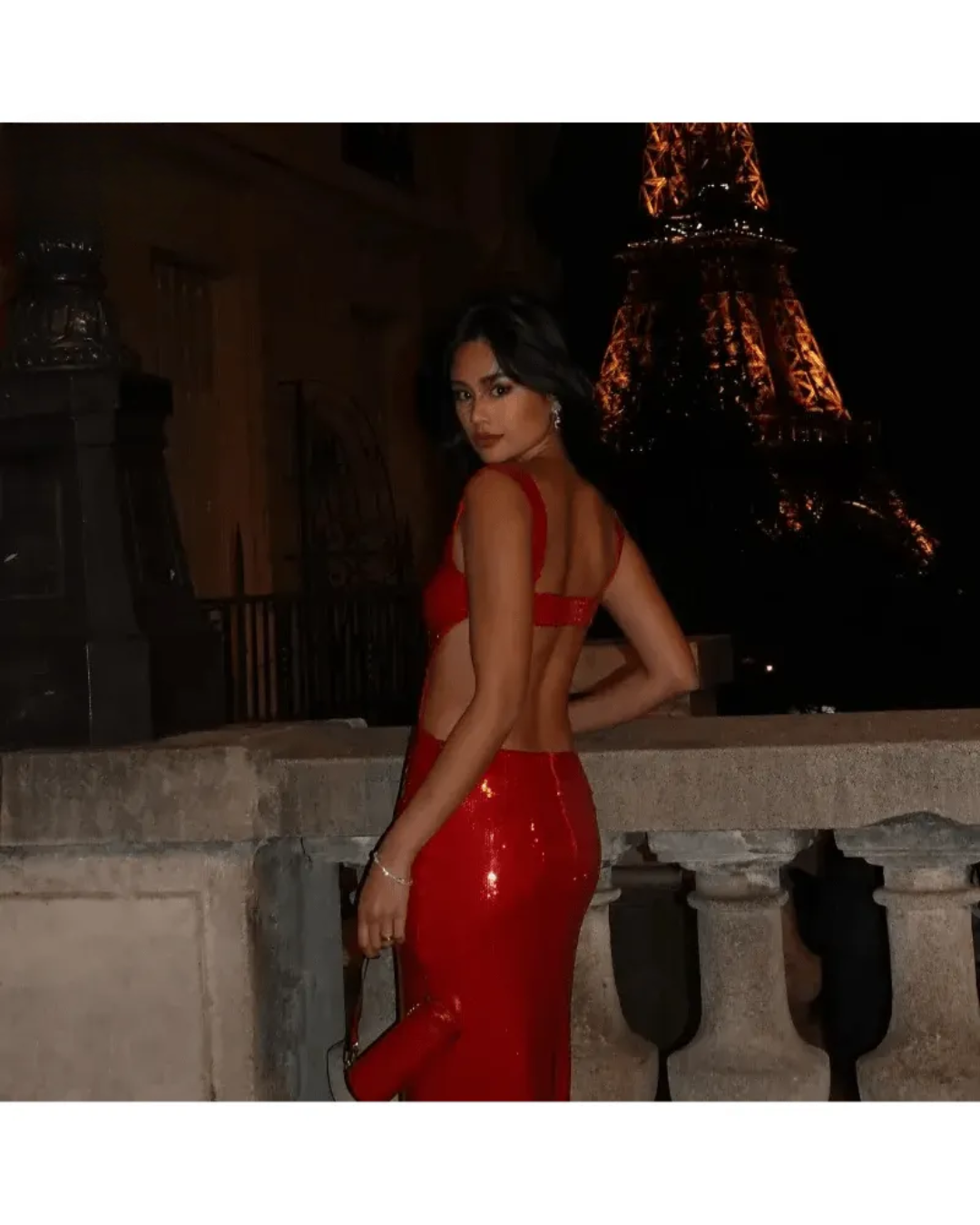 Michaela - Spaghetti Strap Shimmer Maxi Dress