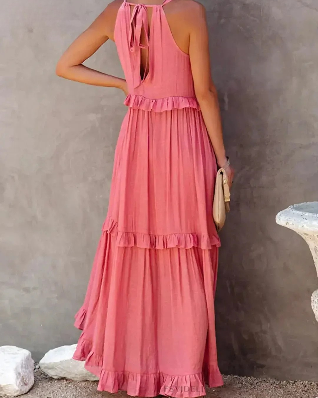 Lorena - Halterneck Dress With Ruffles and Pockets