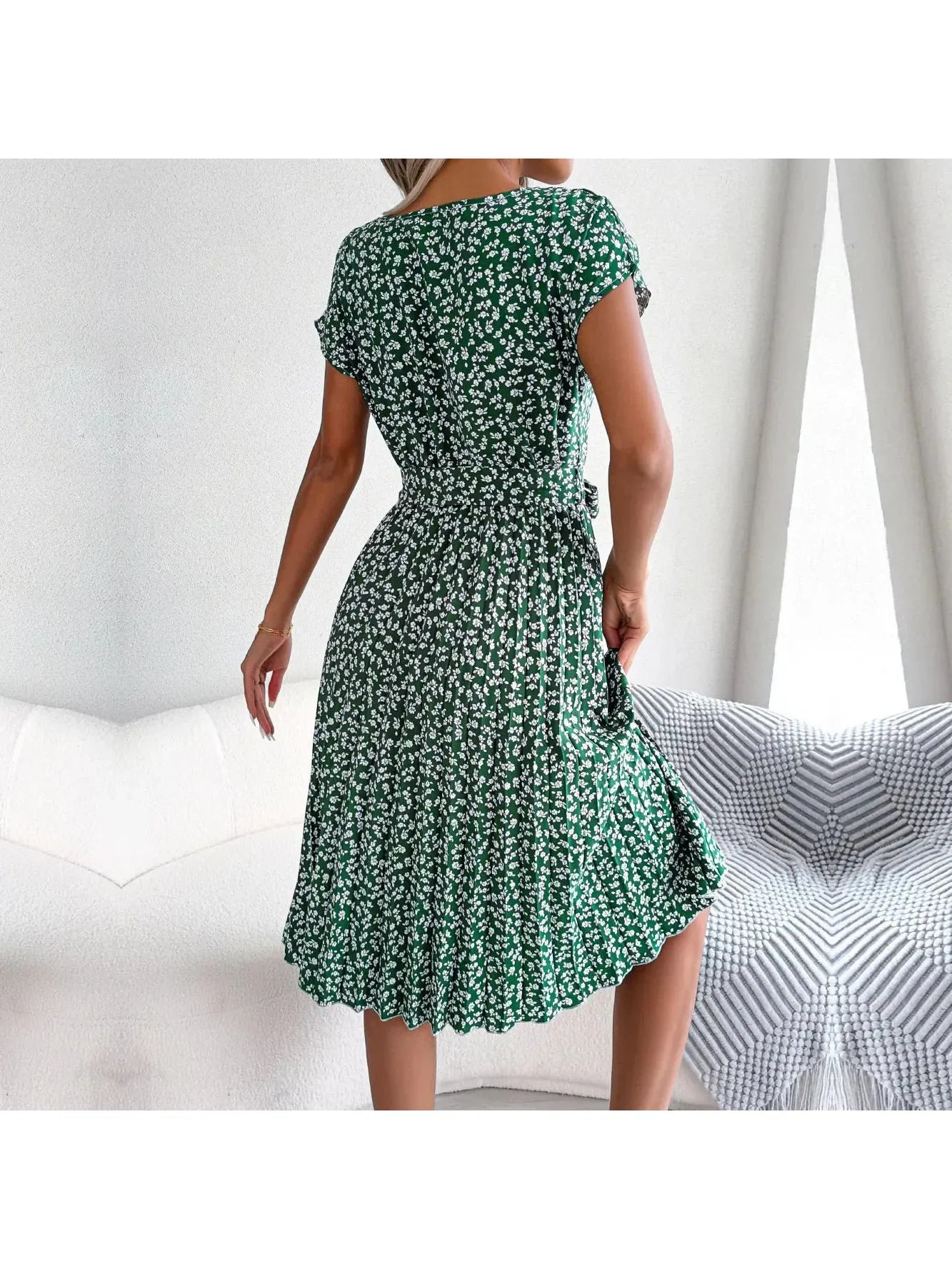 Anabelle™ - Floral Pleated Midi Dress