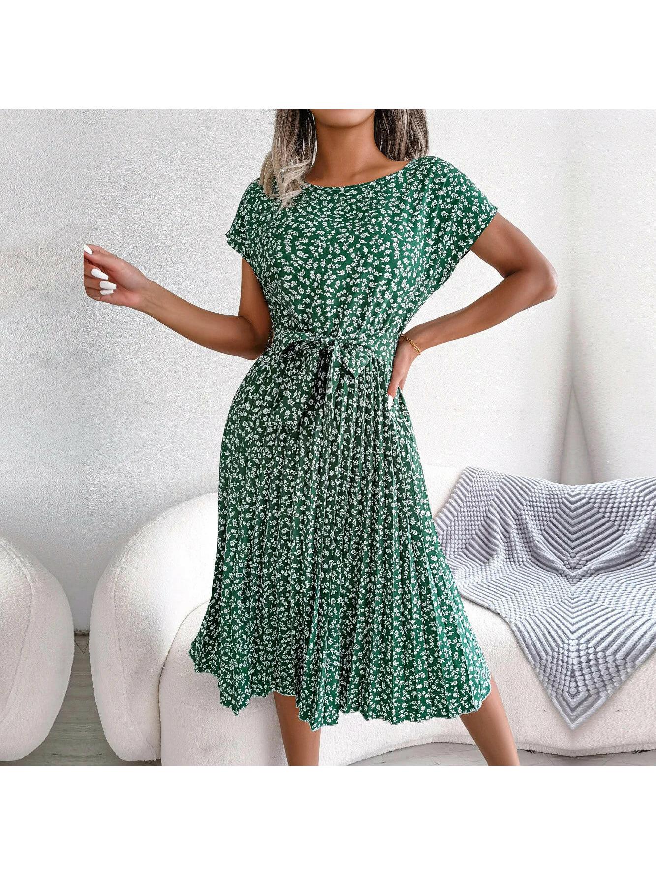 Anabelle™ - Floral Pleated Midi Dress