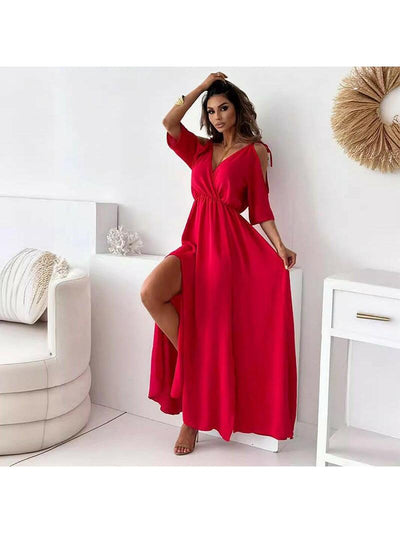Billie - Trendy Slit Skirt V-Neck Maxi Dress