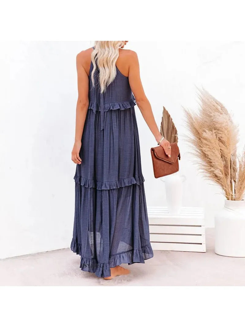 Emilia™ - Halter Ruffle Maxi Dress