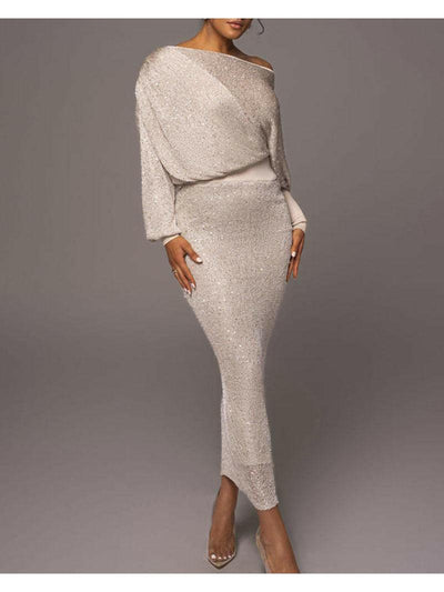 Riva - Elegant Knitted Off Shoulder Maxi Dress